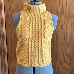 Vagabond Gold Chunky Knit Sleeveless Turtleneck Sweater M